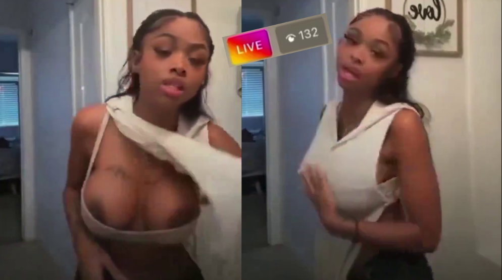 Black woman shows her tits live in a careless moment