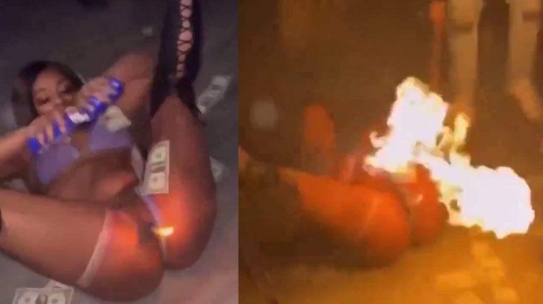 She uses her vagina as a flamethrower