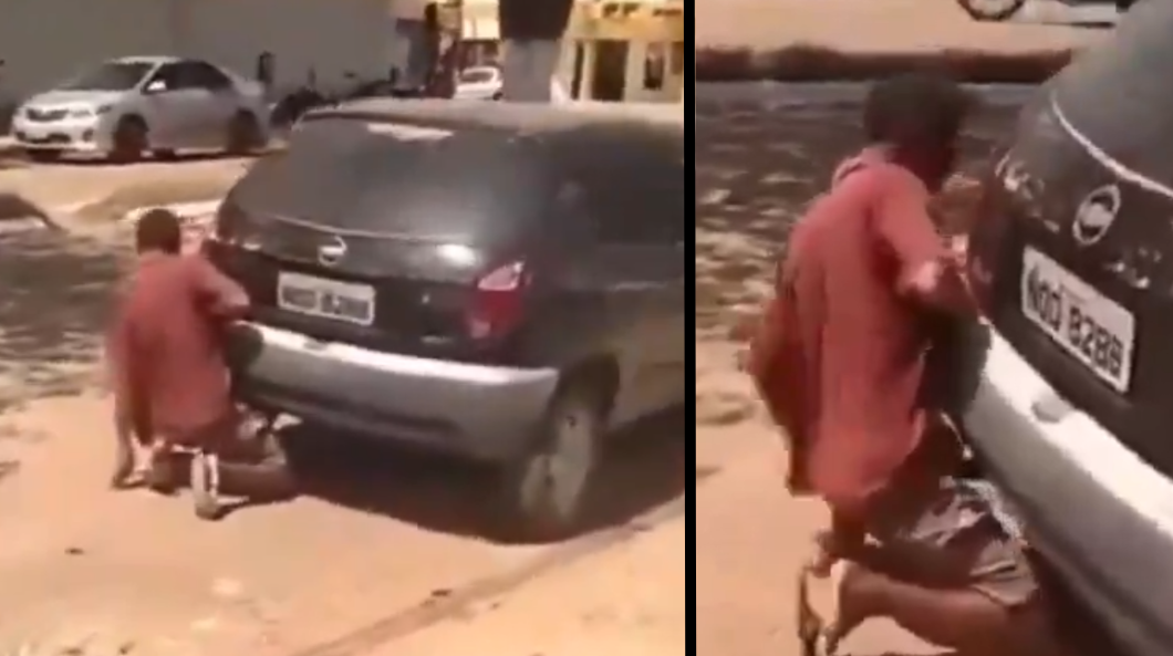 Man fucking a car from behind