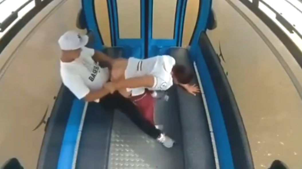 Camera records couple fucking in the cable car real porn video