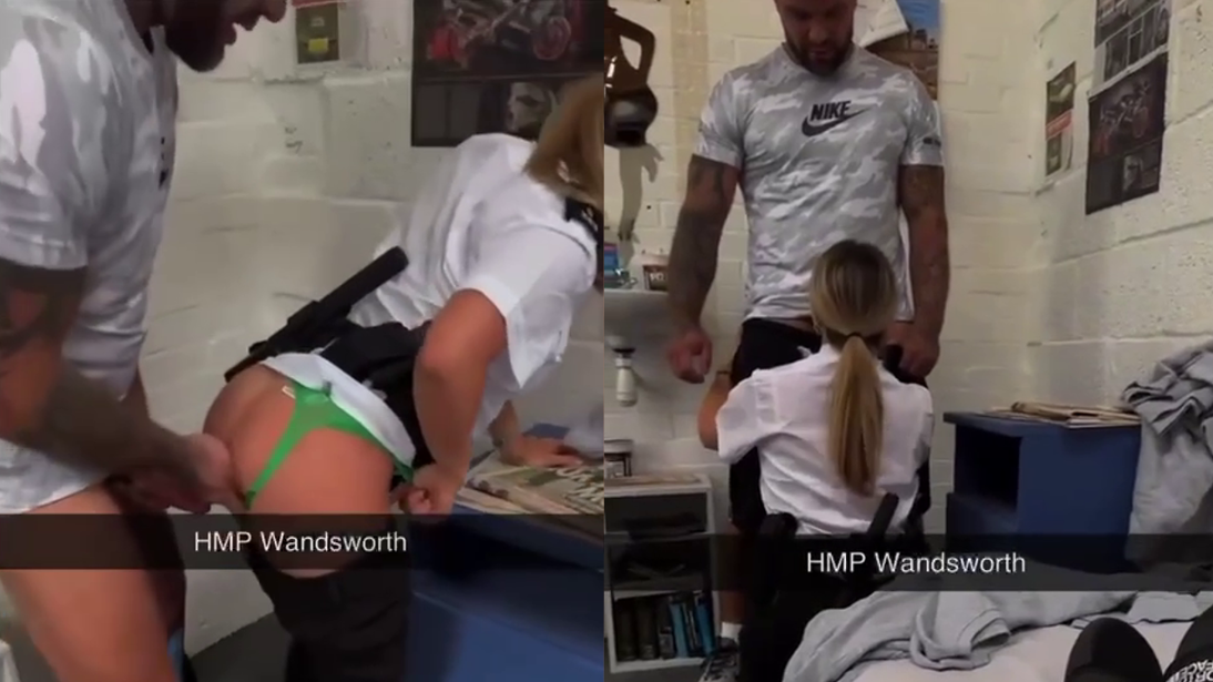 Female security guard is fucked by a prisoner in a cell