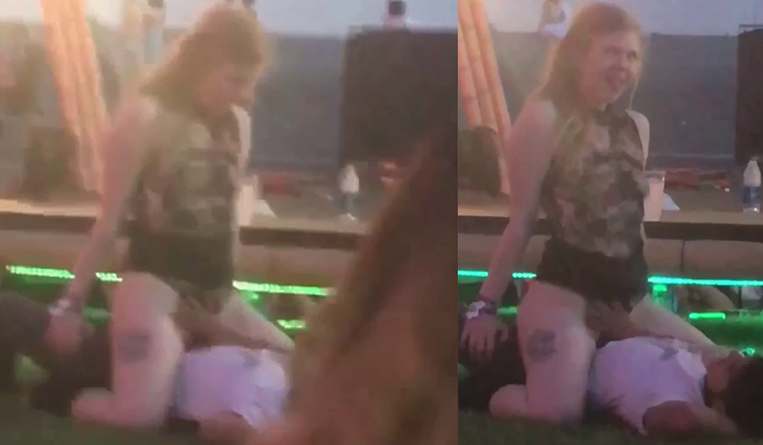 They fuck in the middle of a festival while being filmed