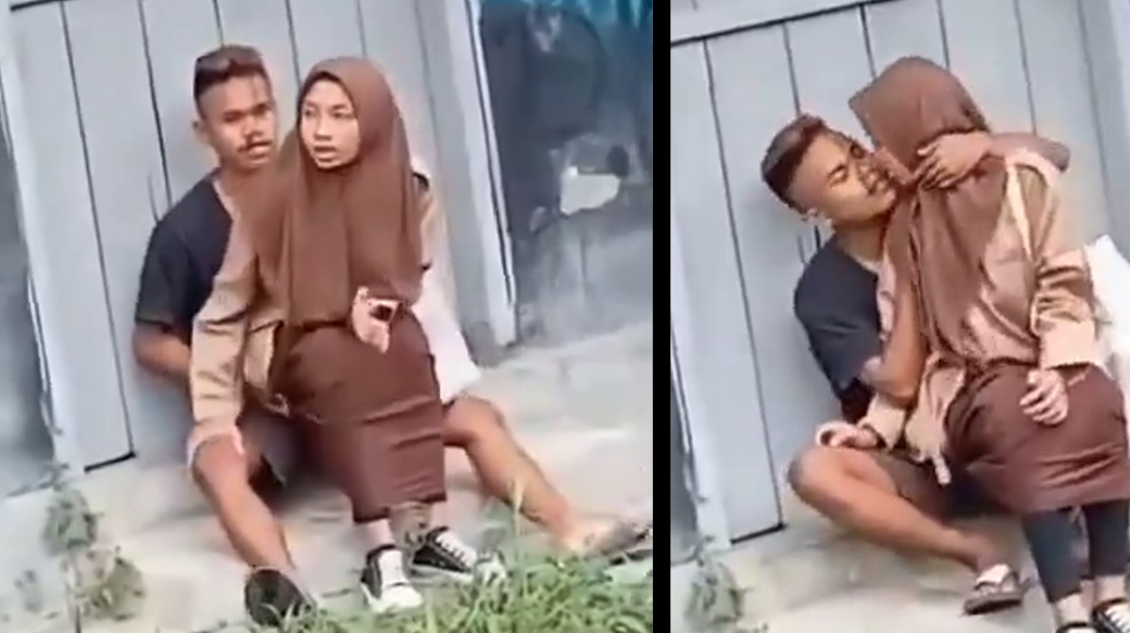 Indonesian teenager fucks his girlfriend with hijab