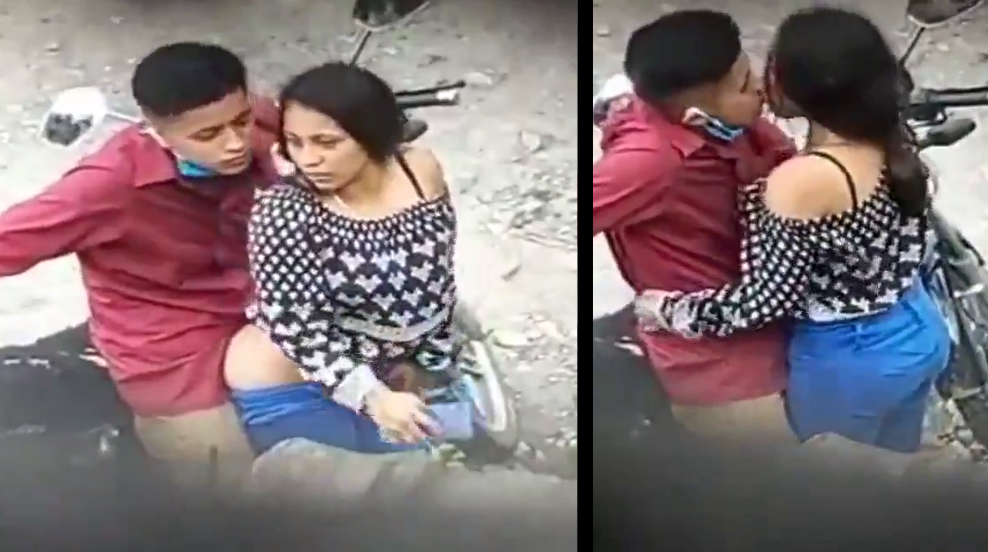 I record from my window young people fucking in the street