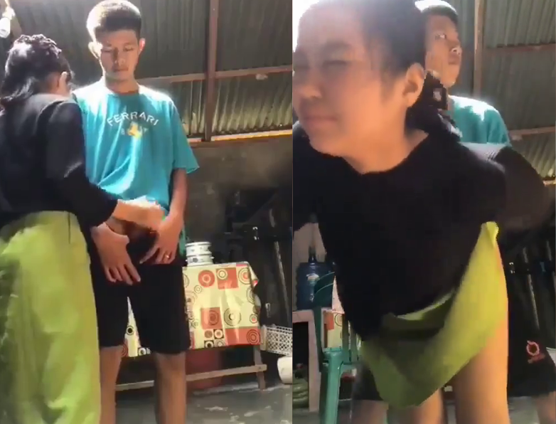 Indonesian teen fucks his young cousin in the garage