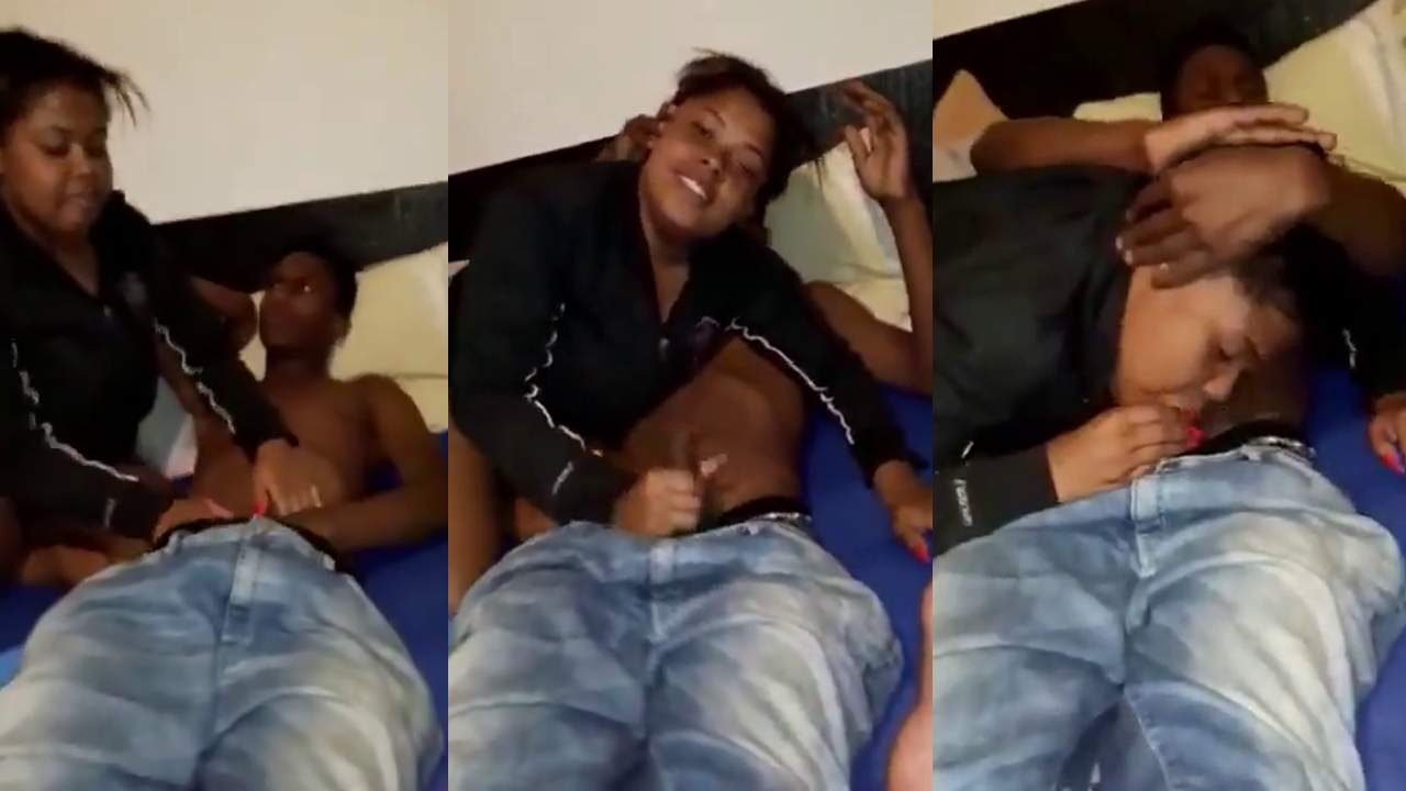 Sister sucks her black brother cock in a favela while they are filmed