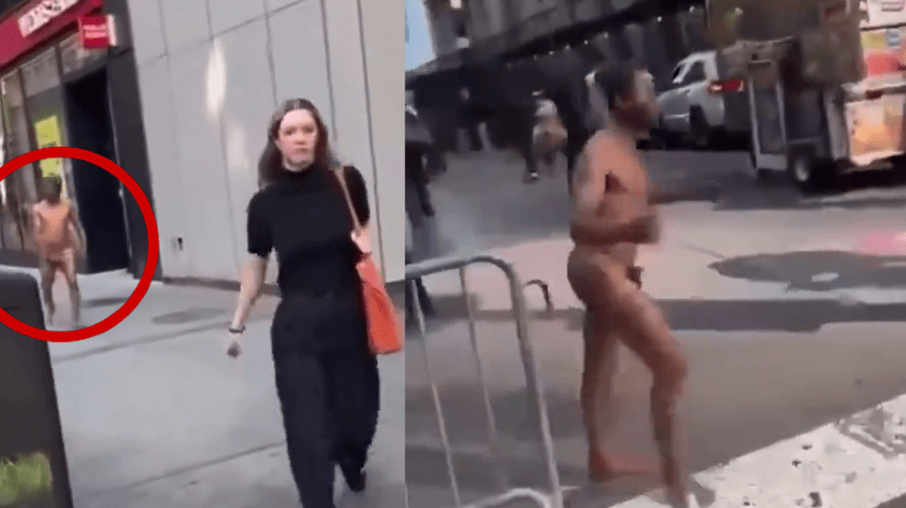 Crazy naked black man in New York