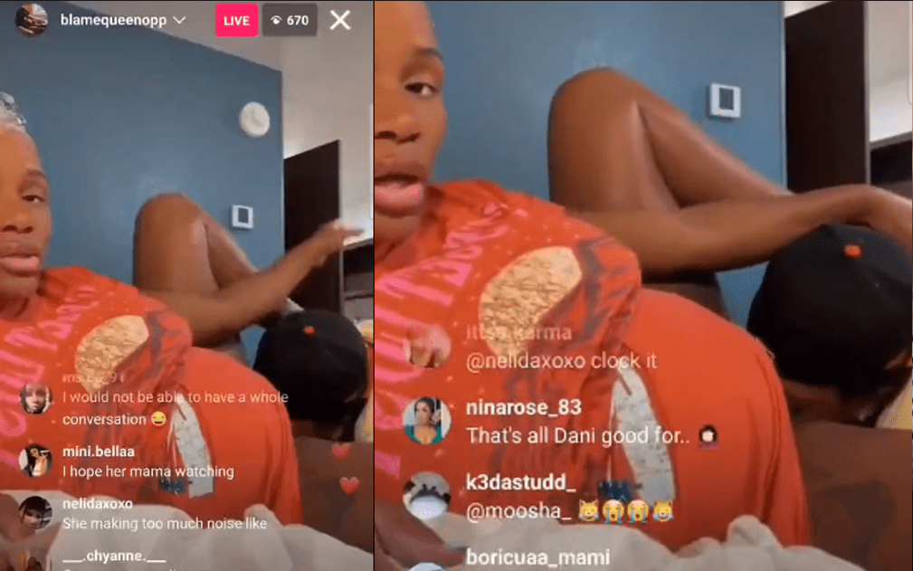 He eats his pregnant wife’s pussy during an Instagram live