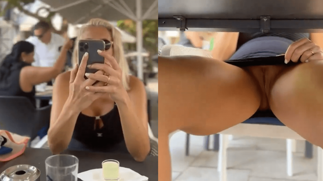 Hotwife goes without panties on the street