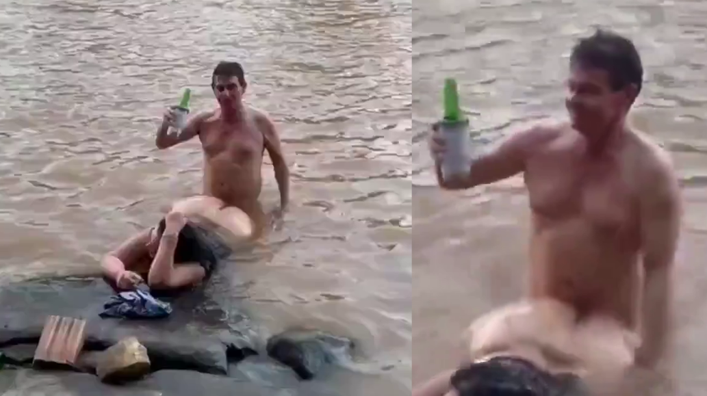 A beer, a woman and a river