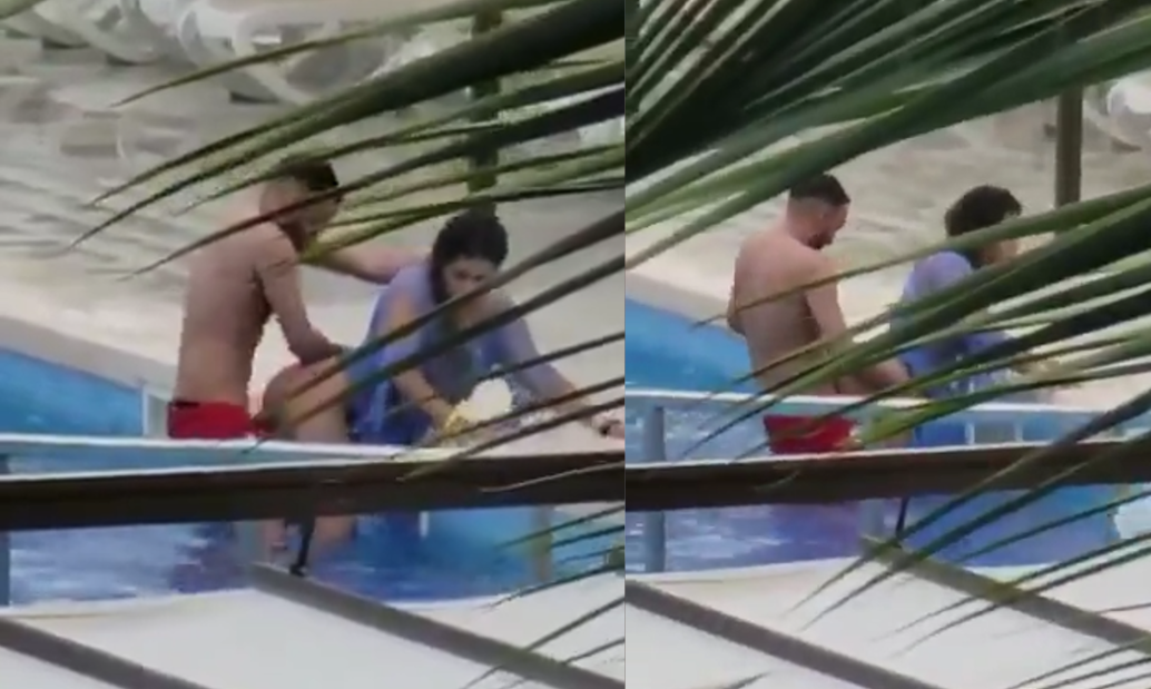 The hotel pool water had a strange substance