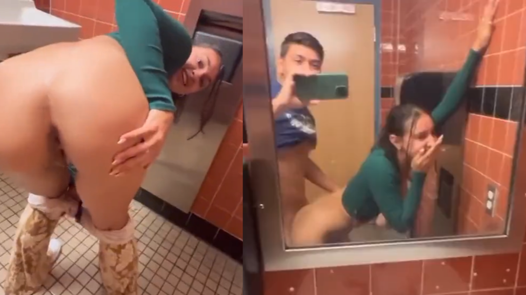 Fucking my busty classmate in the school toilets