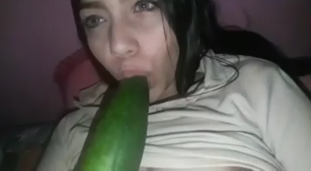 Cute Latina Teen Masturbates With Cucumber