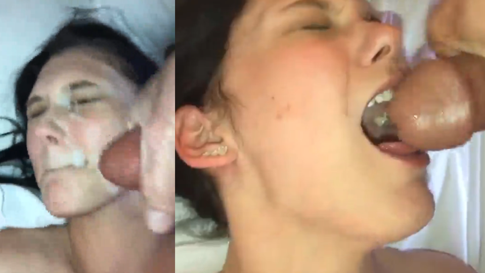 My girlfriend needs a duo of cocks to fill her face with cum