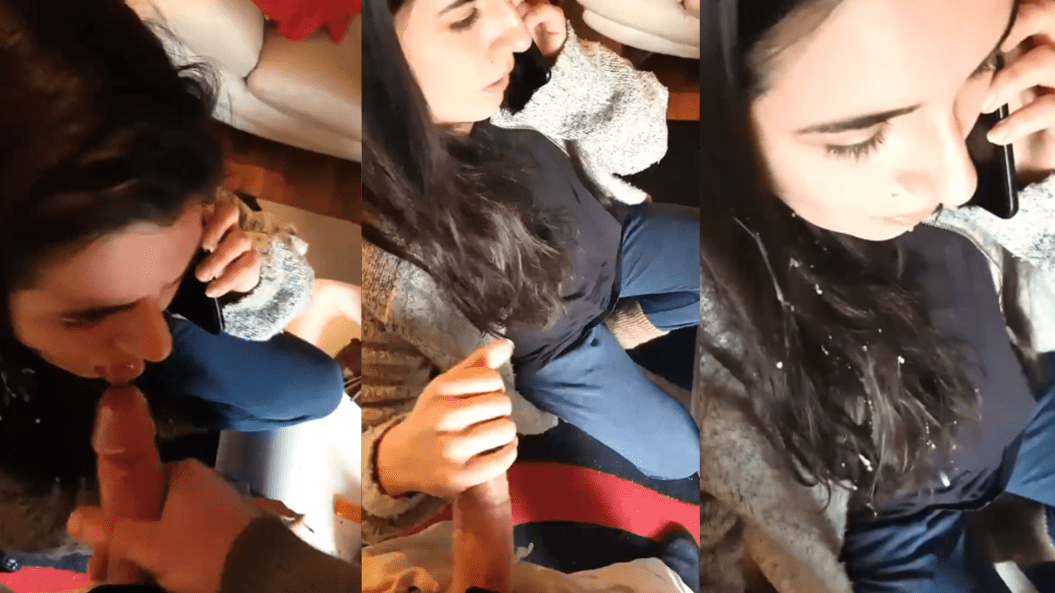 My French friend gives me a handjob when she talks to her boyfriend on the cell phone