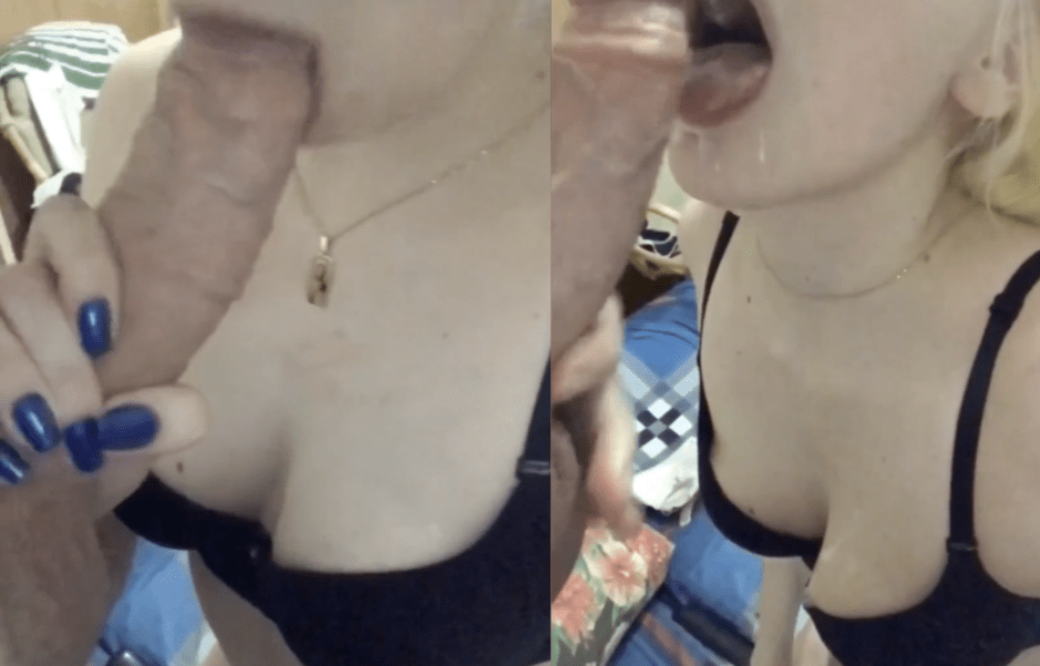 My catholic stepdaughter gives me a blowjob