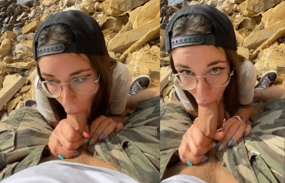 Blowjob on the rocks by the sea