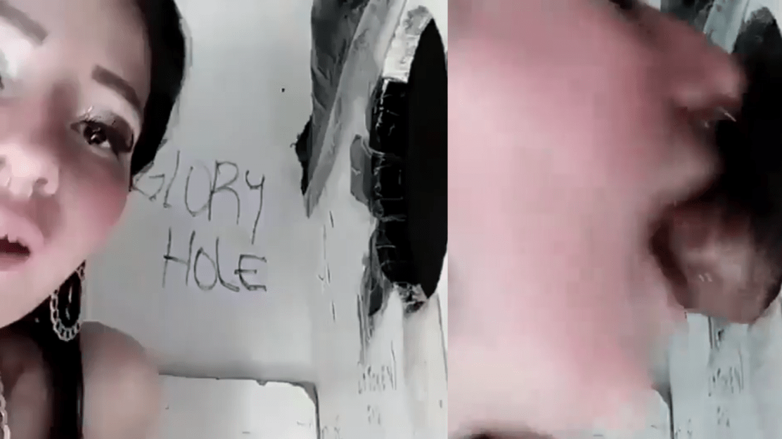 She waits with anisas for his cock in the glory hole