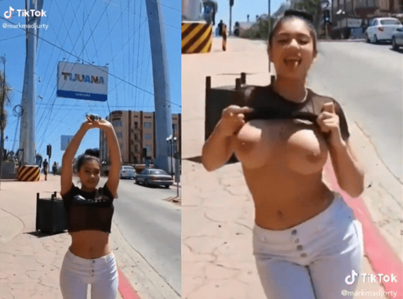 Arriving at the US border to go topless in the street