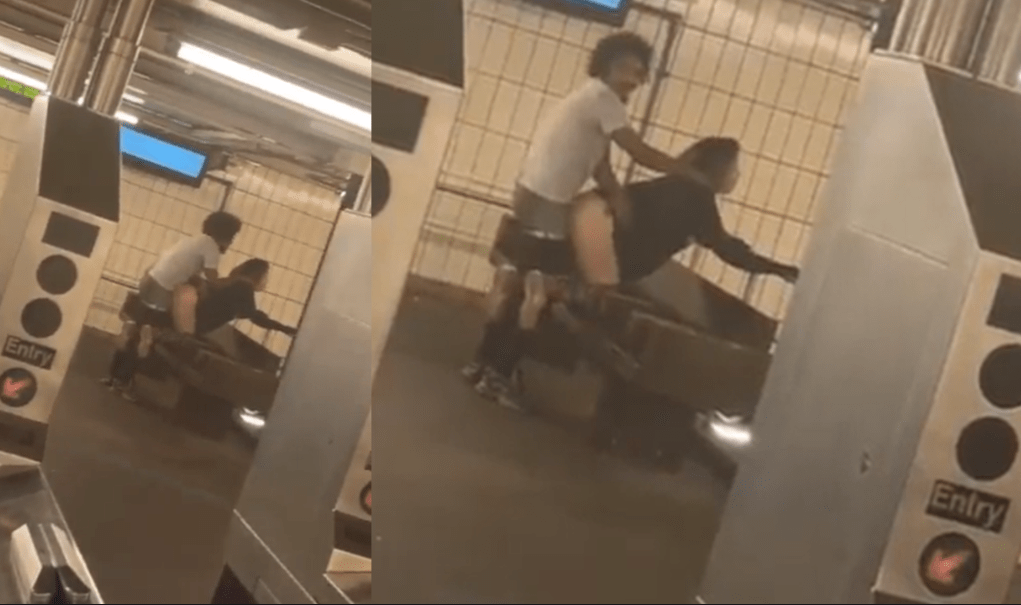 Interracial sex on the New York subway