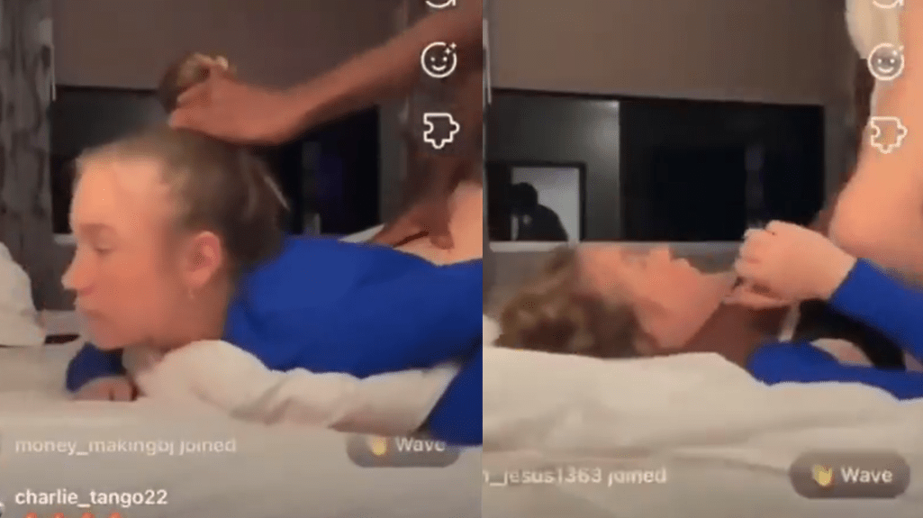 Blonde girl has sex with her black boyfriend on Instagram live