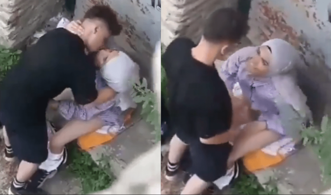 I spy on my teenage sister being fucked in front of the house by her boyfriend