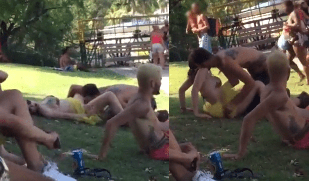 Sex in the park in front of families