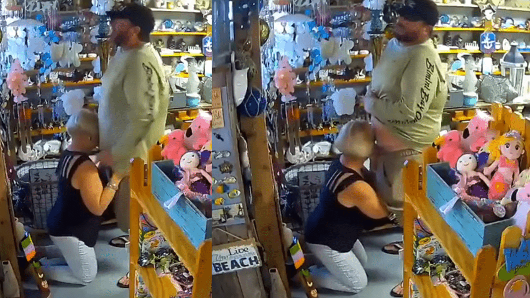A customer gets a blowjob in my toy store