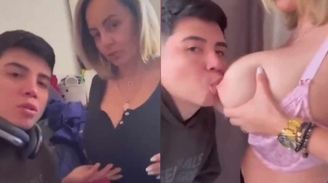 Son sucks his mother’s tits