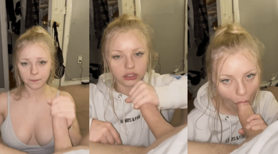 19yo blonde sucks off her older boyfriend