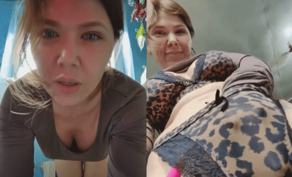 Sexy saleswoman makes her day at work more enjoyable